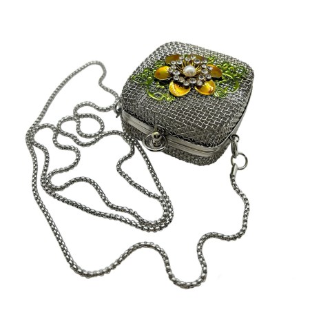 bag mini metallic with yellow flower1